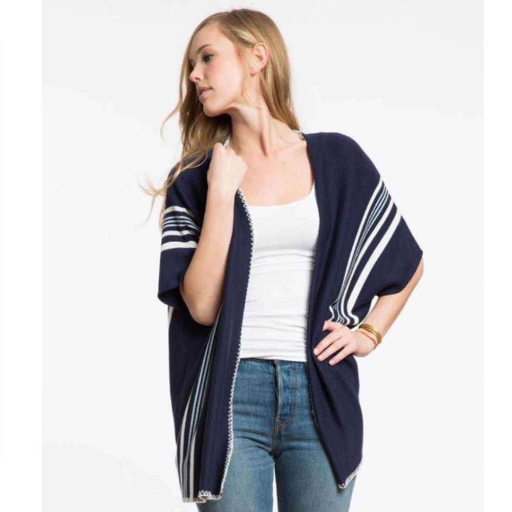Marine Layer One Size Navy and White Shrug